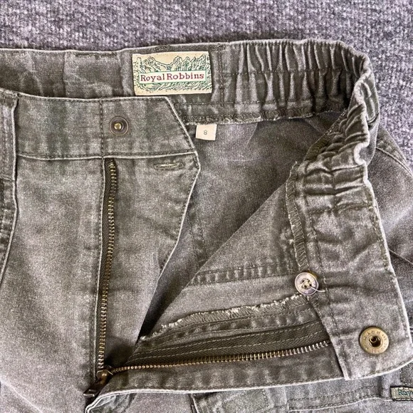 VTG‎ Royal Robbins Shorts Womens 8 Olive Green Cargo Hiking Elastic Waist Pocket - Picture 8 of 11